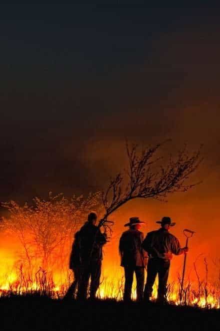 Prairie burns in the flinthills of Kansas
